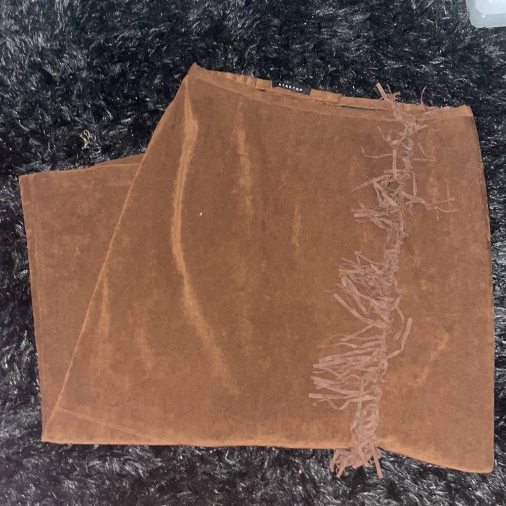 Women's brown fringe maxi skirt